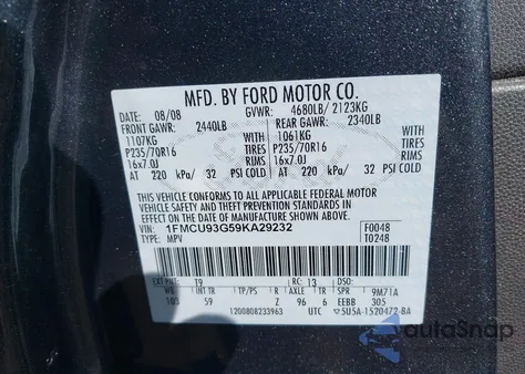 2009 Ford Escape Xlt из США, поврежденный, VIN 1FMCU93G59KA29232